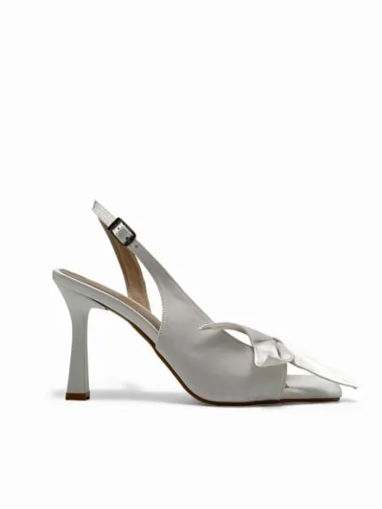 Visoke sandale sa finom mašnom, sedef sandale